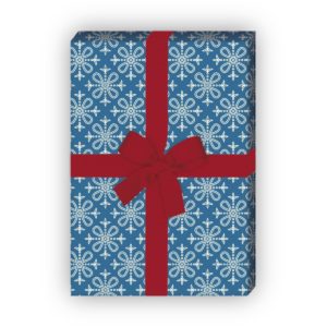 Kartenkaufrausch: Grafisches Geschenkpapier mit klassischem aus unserer Weihnachts Papeterie in blau