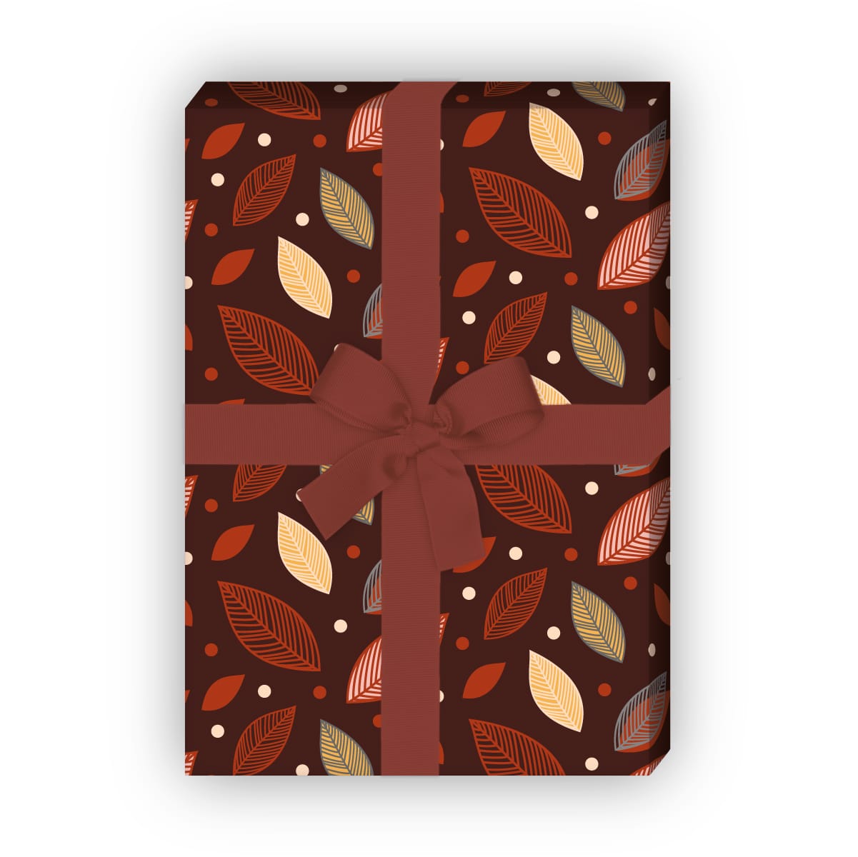 Kartenkaufrausch: Herbstliches Geschenkpapier mit Blätter aus unserer Natur Papeterie in orange