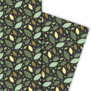 Kartenkaufrausch: Herbstliches Geschenkpapier mit Blätter aus unserer Natur Papeterie in grün