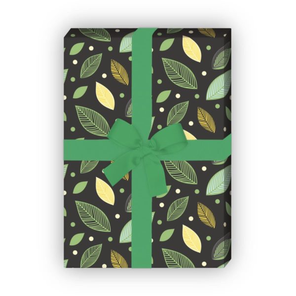 Kartenkaufrausch: Herbstliches Geschenkpapier mit Blätter aus unserer Natur Papeterie in grün