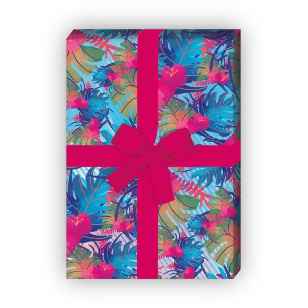 Kartenkaufrausch: Urwald Geschenkpapier mit Blüten aus unserer Natur Papeterie in pink