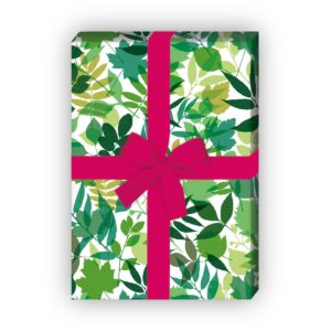 Kartenkaufrausch: Frisches Geschenkpapier mit Laub aus unserer Natur Papeterie in grün