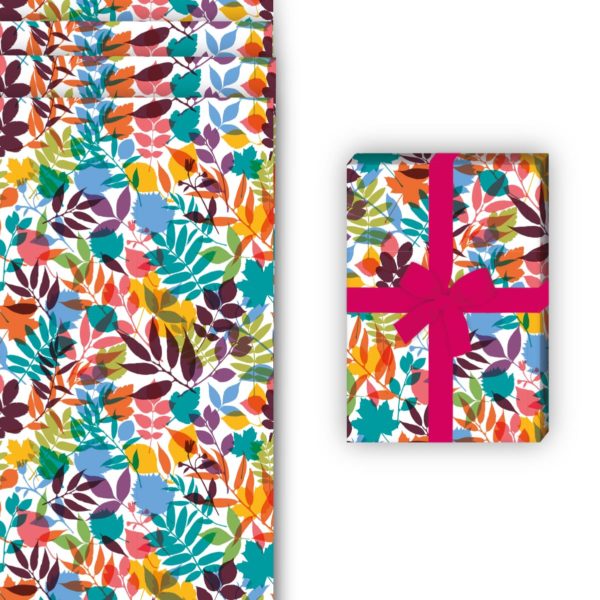 Natur Geschenkverpackung: Frisches Geschenkpapier mit Laub von Kartenkaufrausch in multicolor