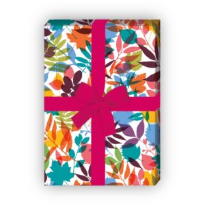 Kartenkaufrausch: Frisches Geschenkpapier mit Laub aus unserer Natur Papeterie in multicolor