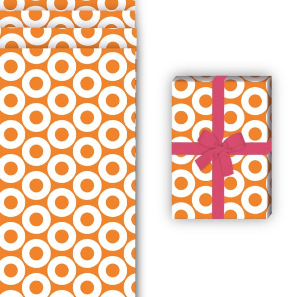 Geburtstags Geschenkverpackung: Modernes Geschenkpapier mit Donut von Kartenkaufrausch in orange