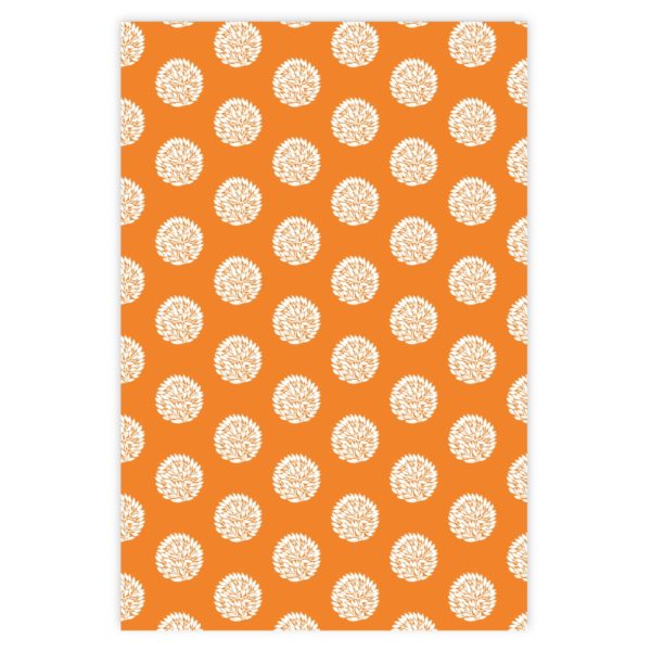 Schickes Designer Geschenkpapier mit großen Laub Punkten in orange