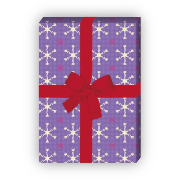 Geschenkverpackung Weihnachten: Weihnachts Geschenkpapier mit Sternen Muster (4 Bögen) in lila jetzt online kaufen