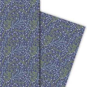 Kartenkaufrausch: Florales Geschenkpapier mit zartem aus unserer florale Papeterie in blau