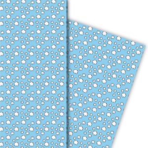 Kartenkaufrausch: Fröhliches Geschenkpapier mit Wolken aus unserer Geburtstags Papeterie in hellblau