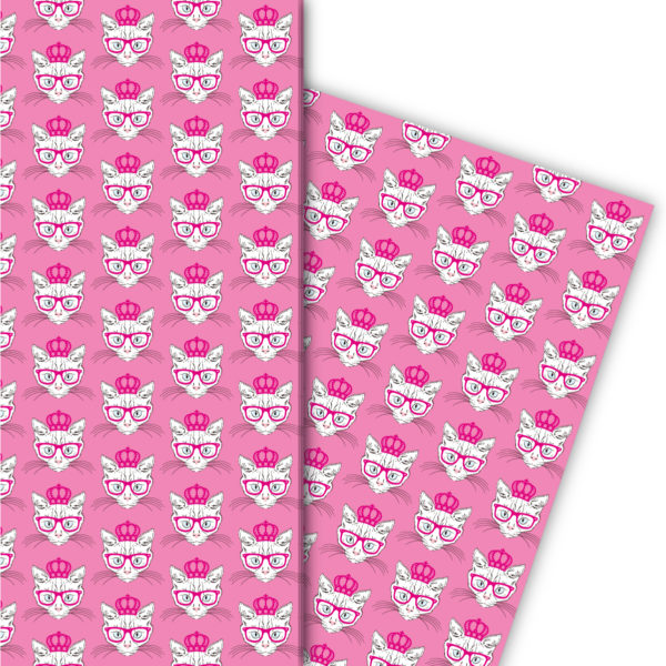 Kartenkaufrausch: Cooles Katzen Geschenkpapier mit aus unserer Tier Papeterie in rosa
