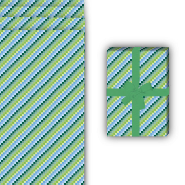 Design Geschenkverpackung: Schickes Geschenkpapier mit schrägen von Kartenkaufrausch in blau