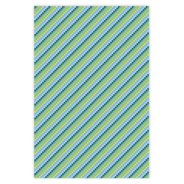 Schickes Geschenkpapier mit schrägen Pixeln in grün blau