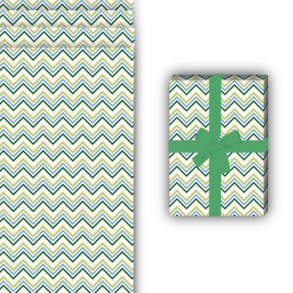 Design Geschenkverpackung: Grafisches Geschenkpapier mit Retro von Kartenkaufrausch in blau