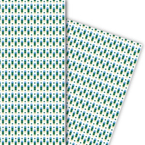 Kartenkaufrausch: Grafisches Geschenkpapier mit Retro aus unserer Retro Papeterie in blau
