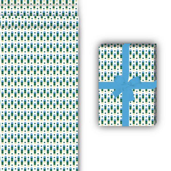 Retro Geschenkverpackung: Grafisches Geschenkpapier mit Retro von Kartenkaufrausch in blau