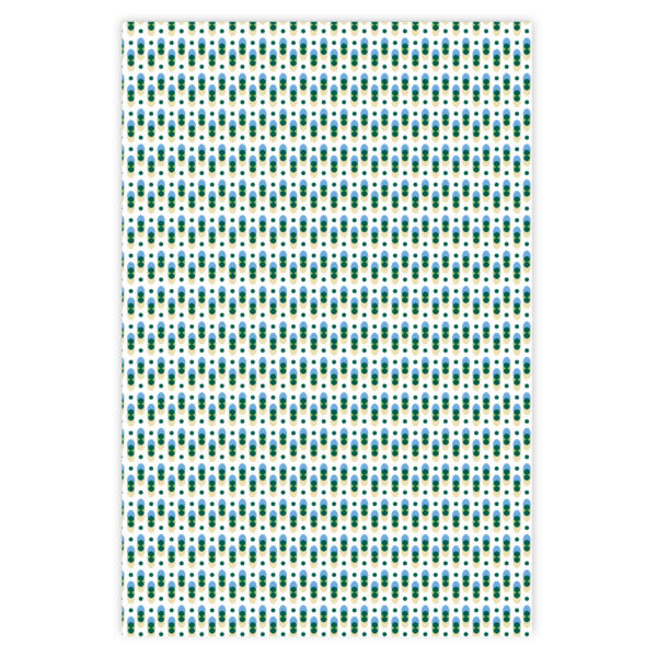 Grafisches Geschenkpapier mit Retro Punkt Muster in grün blau