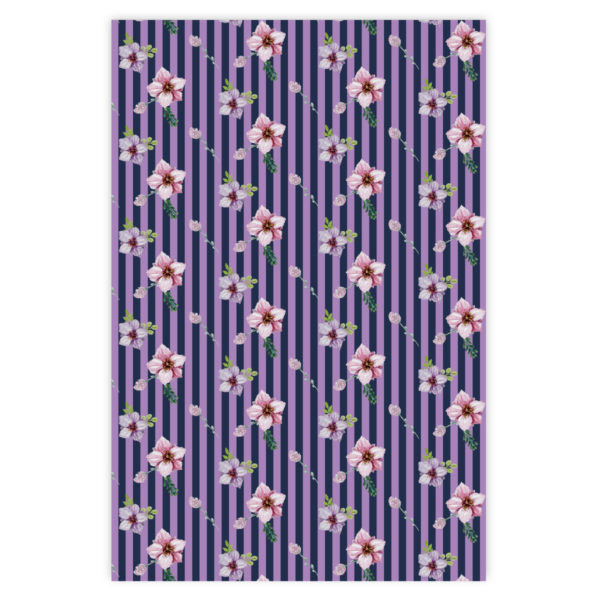 Streifen Geschenkpapier mit Streu Blumen in lila