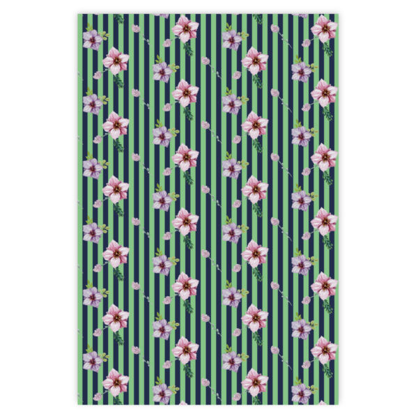 Streifen Geschenkpapier mit Streu Blumen in grün