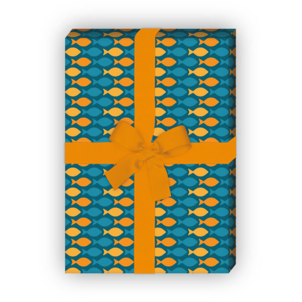 Kartenkaufrausch: Buntes Geschenkpapier mit kleinen aus unserer Firmungs Papeterie in orange