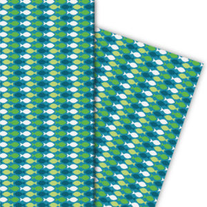 Kartenkaufrausch: Retro Geschenkpapier mit schwimmenden aus unserer Firmungs Papeterie in grün