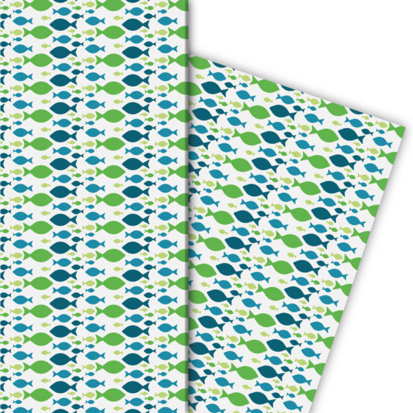 Kartenkaufrausch: Schickes Geschenkpapier mit schwimmenden aus unserer Firmungs Papeterie in grün