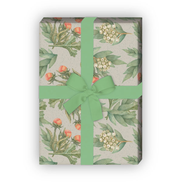 Kartenkaufrausch: Blumen Geschenkpapier mit Pfingstrosen aus unserer florale Papeterie in beige