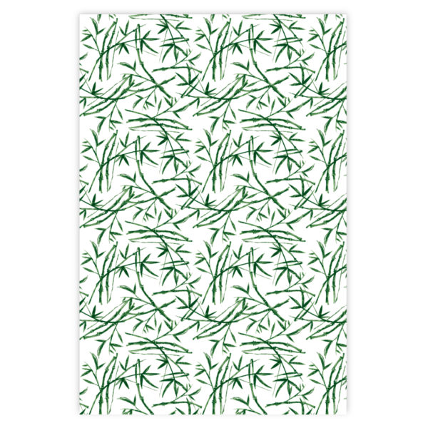 Hand gemaltes Geschenkpapier mit Bambus Muster in grün