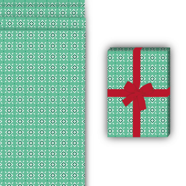 Design Geschenkverpackung: Grafisches Geschenkpapier mit kleinem von Kartenkaufrausch in grün