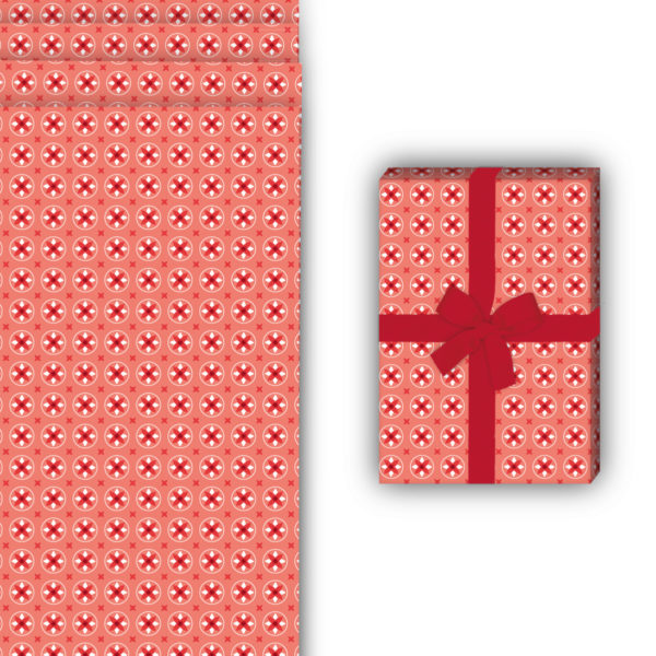Design Geschenkverpackung: Grafisches Geschenkpapier mit kleinem von Kartenkaufrausch in rot