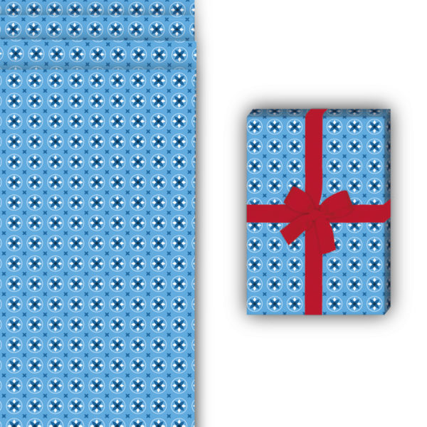 Design Geschenkverpackung: Grafisches Geschenkpapier mit kleinem von Kartenkaufrausch in blau