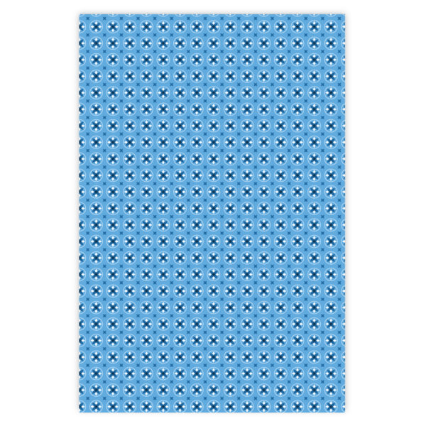 Grafisches Geschenkpapier mit kleinem Sternen Muster in blau
