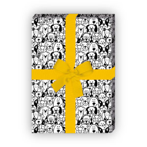 Kartenkaufrausch: Tier Geschenkpapier mit Hunden, aus unserer Tier Papeterie in schwarz
