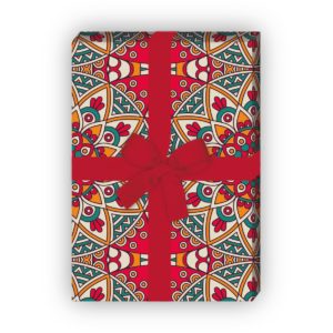 Kartenkaufrausch: Buntes ethno Geschenkpapier mit aus unserer Geburtstags Papeterie in rot