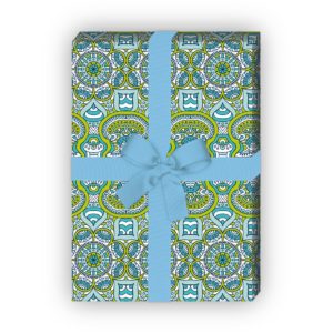 Kartenkaufrausch: Designer ethno Geschenkpapier im aus unserer Geburtstags Papeterie in blau