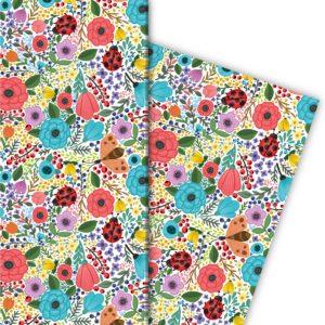 Kartenkaufrausch: Fröhliches Blumen Geschenkpapier für aus unserer Geburtstags Papeterie in multicolor