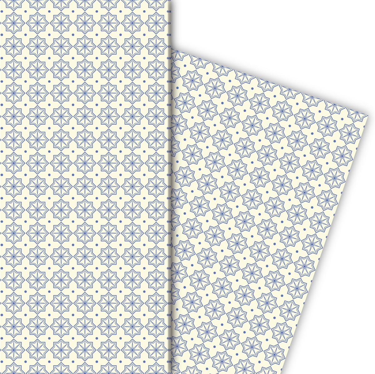 Kartenkaufrausch: Edles indigo Muster Geschenkpapier aus unserer Geburtstags Papeterie in blau