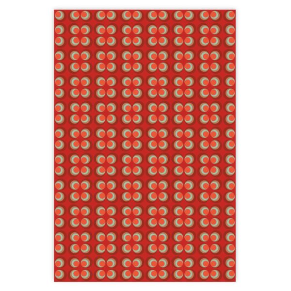 Edles 70er Jahre Geschenkpapier mit Retro Kreis Muster in rot