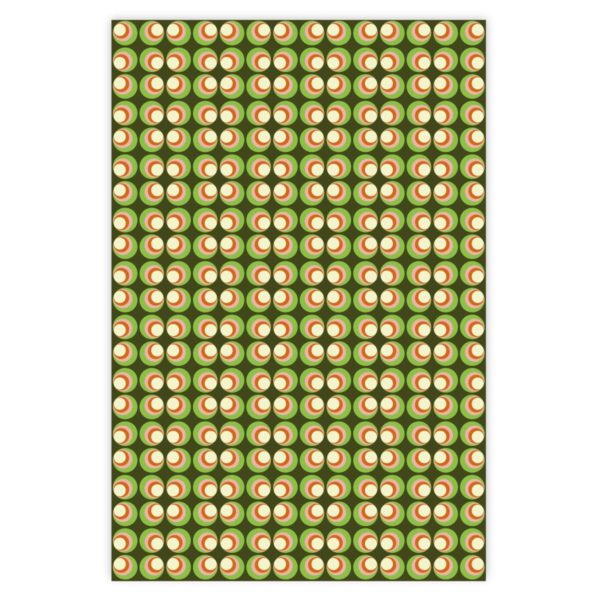 Edles 70er Jahre Geschenkpapier mit Retro Kreis Muster in grün