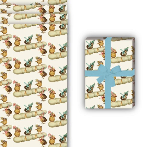 Oster Geschenkverpackung: Süßes Retro Oster Geschenkpapier von Kartenkaufrausch in multicolor
