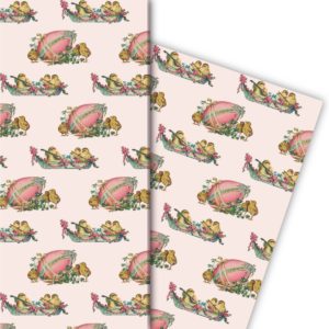 Kartenkaufrausch: Süßes Vintage Oster Geschenkpapier aus unserer Oster Papeterie in rosa