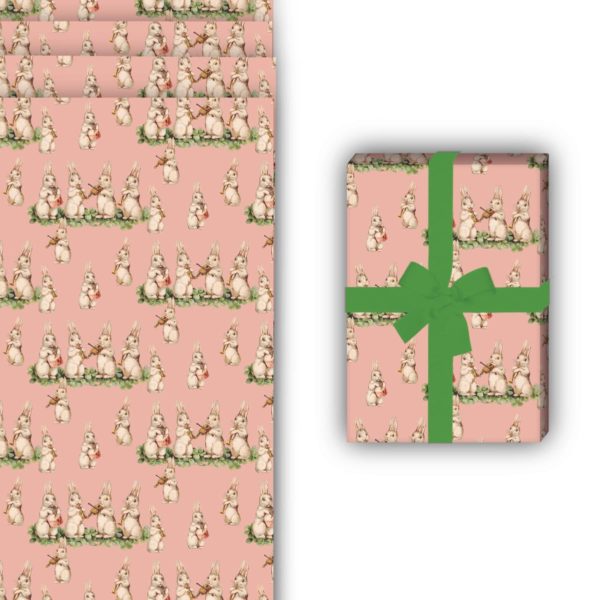 Baby Geschenkverpackung: Süßes Vintage Baby Geschenkpapier von Kartenkaufrausch in rosa