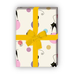 Kartenkaufrausch: Lustiges, buntes Katzen Geschenkpapier aus unserer Geburtstags Papeterie in multicolor