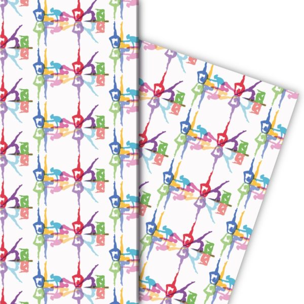 Kartenkaufrausch: Yoga Streifen Geschenkpapier mit aus unserer Sport Papeterie in weiß