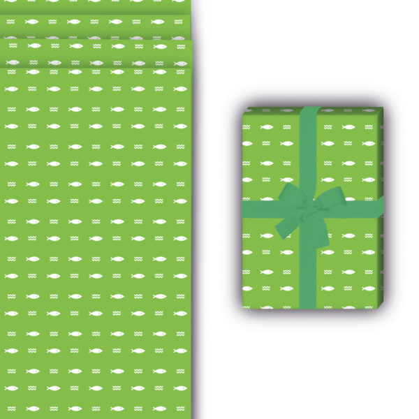 Tier Geschenkverpackung: Grafisch reduziertes Geschenkpapier mit von Kartenkaufrausch in grün