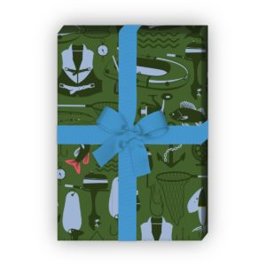 Kartenkaufrausch: Modernes Angler Geschenkpapier mit aus unserer Tier Papeterie in grün
