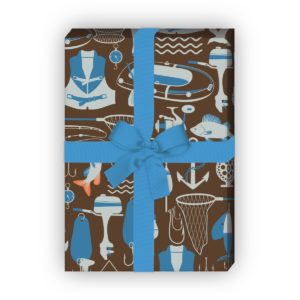 Kartenkaufrausch: Modernes Angler Geschenkpapier mit aus unserer Tier Papeterie in blau