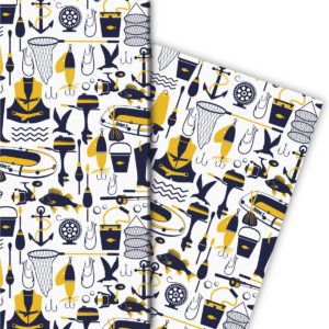 Kartenkaufrausch: Modernes Angler Geschenkpapier mit aus unserer Tier Papeterie in gelb