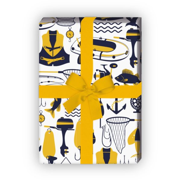 Kartenkaufrausch: Modernes Angler Geschenkpapier mit aus unserer Tier Papeterie in gelb