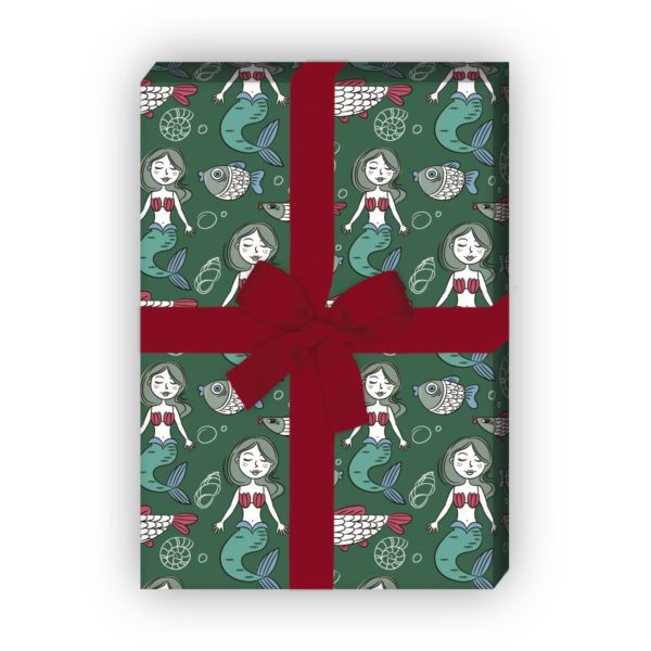 Kartenkaufrausch: Retro Geschenkpapier mit kleiner aus unserer Kinder Papeterie in grün