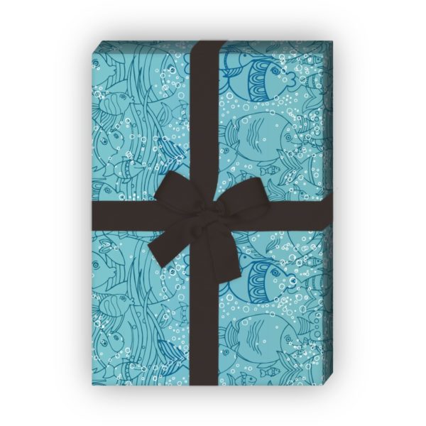Kartenkaufrausch: Unter Wasser/ Aquariums Geschenkpapier aus unserer Tier Papeterie in blau